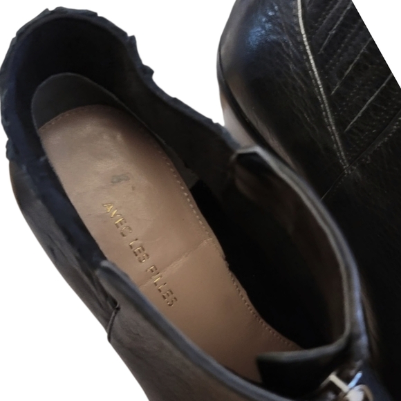 ANTHROPOLOGIE, Avec Les Fellis, Size 6.5 Zip Upp Black Leather Bootie, Euc - Picture 10 of 14